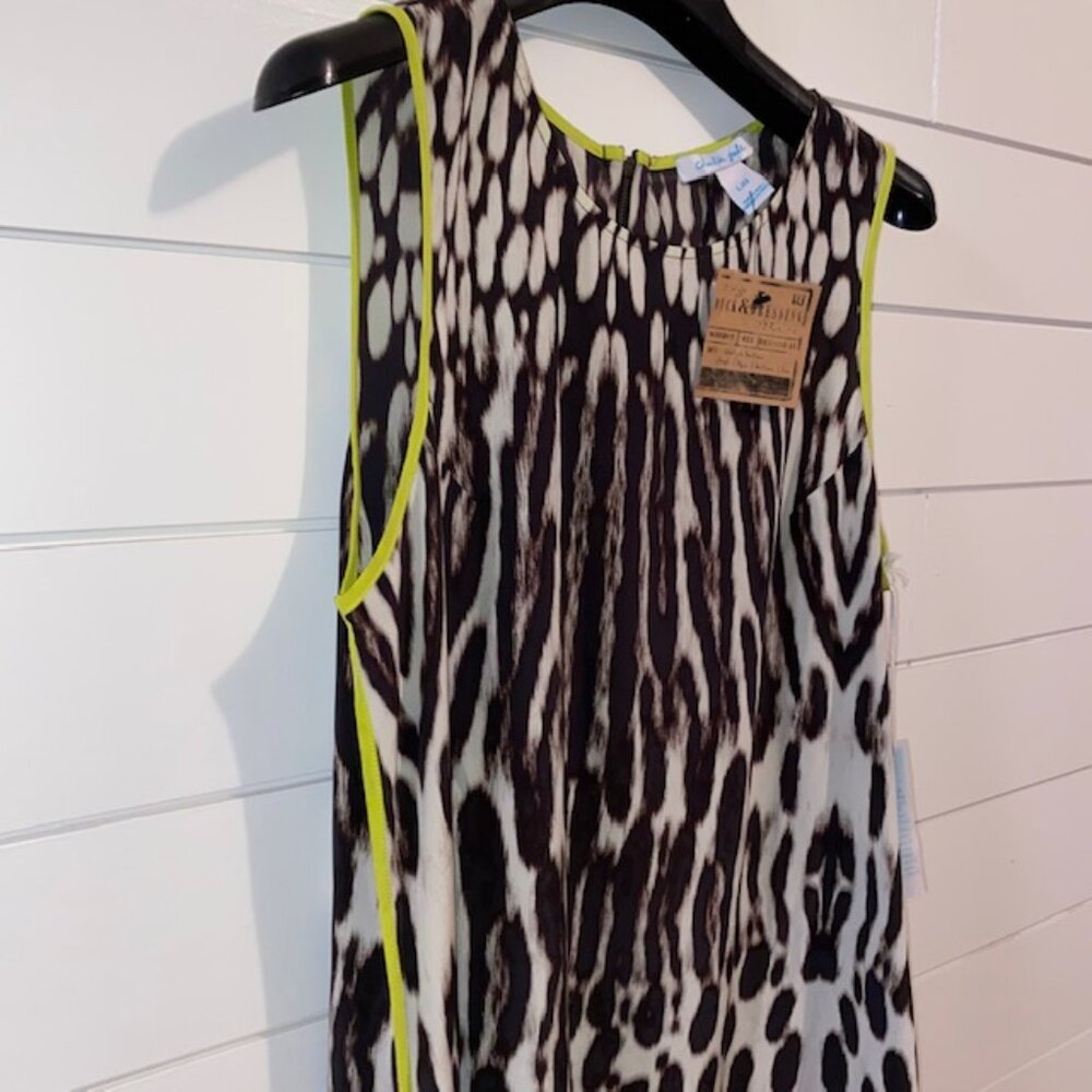 Charlie Jade Silk Dress - Size Large, Holiday Party, Bright Trim - Picture 3 of 7